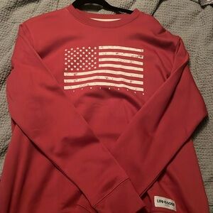 Life is good American flag crew neck